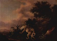 Leopards Attacking a Wild Boar, 1750. Creator: Wenzel Ignaz Prasch