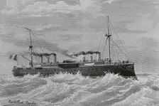 "Lepanto", Ironclad battleship built for the Italian Regia Marina..., 1883. Creator: Angel Cortellini Sanchez