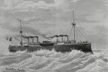 "Lepanto", Ironclad battleship built for the Italian Regia Marina..., 1883. Creator: Angel Cortellini Sanchez