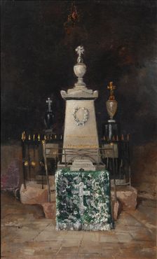 Lermontov's tombstone in Tarkhany, 1883. Artist: Mezentsov, A.S. (active 1880s)