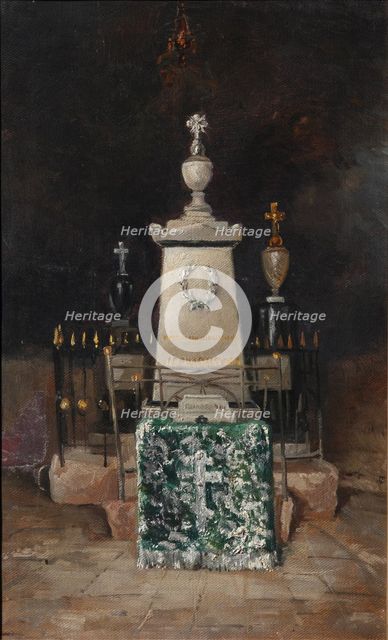 Lermontov's tombstone in Tarkhany, 1883. Artist: Mezentsov, A.S. (active 1880s)