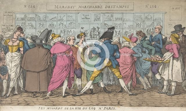 Les Musards de la Rue du Coq à Paris (Dawdlers of the Rue Coq, Paris), ca. 1810., ca. 1810. Creator: Thomas Rowlandson.