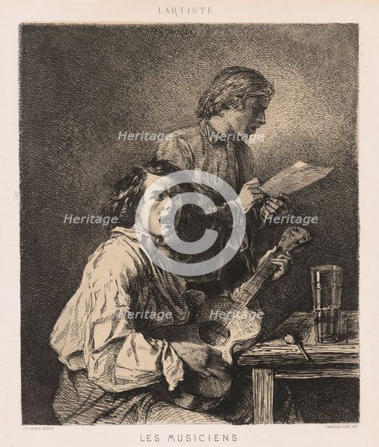 Les Musiciens (The Singers), 1845. Creator: Charles Emile Jacque.