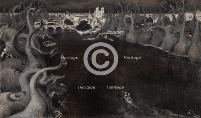 Les Macrobes : « L’armée des Macrobes était là rangée sur les deux rives », 1909. Creator: Andre Devambez.