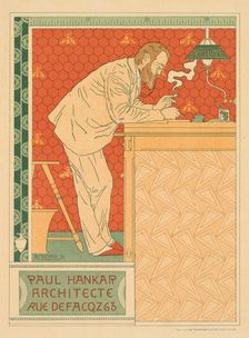 Les Maitres de lAffiche, Pl. 91: Paul Hankar, Architecte rue defacqz 63, c. 1894. Creator: Adolphe Crespin (Belgian, 1859-1944)
