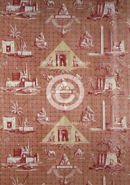 Les Monuments d'Egypte (The Monuments of Egypt), furnishing fabric, France, c. 1800.  Creator: Oberkampf Manufactory.