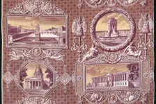 Les Monuments de Paris (The Monuments of Paris) (Furnishing Fabric), France, 1816/18. Creator: Christophe-Philippe Oberkampf