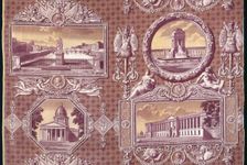 Les Monuments de Paris (The Monuments of Paris) (Furnishing Fabric), France, 1816/18. Creator: Christophe-Philippe Oberkampf