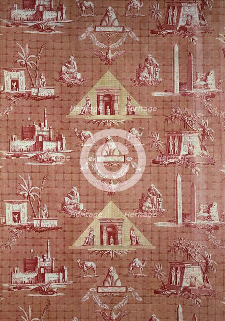 Les Monuments d'Egypte (The Monuments of Egypt), furnishing fabric, France, c. 1800.  Creator: Oberkampf Manufactory.
