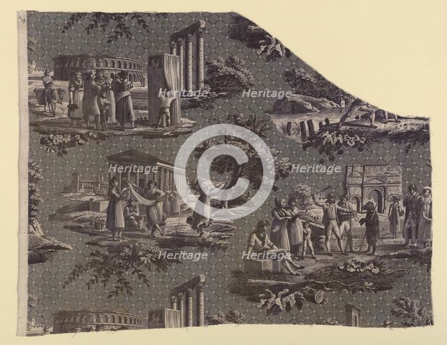 Les Monuments du Midi (Monuments of the South of France) (Furnishing Fabric), France, c.1811. Creator: Unknown.