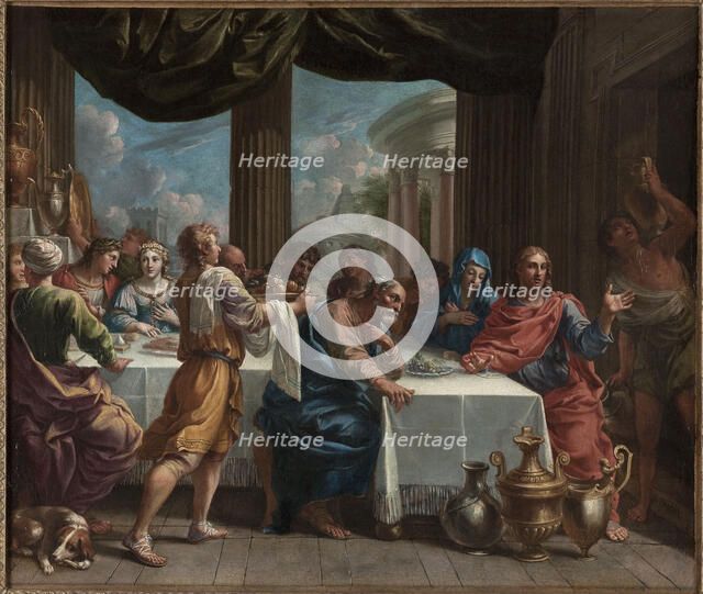 Les Noces de Cana. Esquisse pour le carton de la tapisserie tissée pour la tenture de la..., 1652. Creator: Charles Poerson.