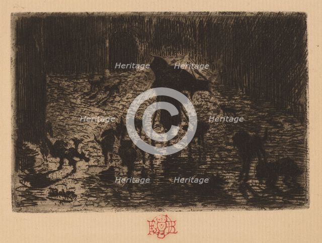 Les Noctambules (The Night Prowlers), 1876/1877. Creator: Felix Hilaire Buhot.