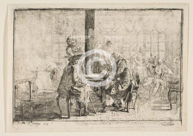 Les Nouvellistes, 1752. Creator: Gabriel de Saint-Aubin.