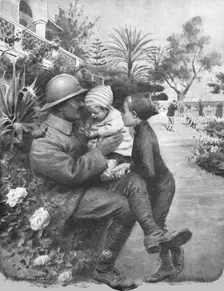 Les Orphelins de la guerre sur la Cote D'Azur; un permissionnaire du Nord...,1916. Creator: L Sabattier