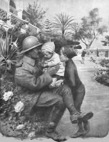 Les Orphelins de la guerre sur la Cote D'Azur; un permissionnaire du Nord...,1916. Creator: L Sabattier