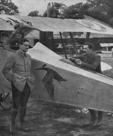 Les avions; lieutenant Deullin ( a gauche): 7 avions ennemis, et adjudant Tarascon..., 1916. Creator: Unknown