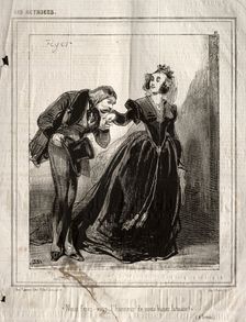 Les Actrices: Nous ferez-vous lhommeur de nous baiser le main?, 1843. Creator: Paul Gavarni (French, 1804-1866)