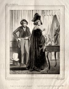 Les Actrices: Javais demande un petit chapeau!, 1843. Creator: Paul Gavarni (French, 1804-1866)