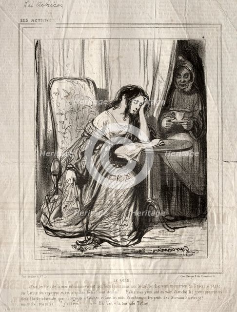 Les Actrices: Le Rôle, 1843. Creator: Paul Gavarni (French, 1804-1866).