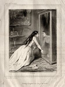 Les Actrices: Protegez Seigneur! un vierge chrétienne, 1843. Creator: Paul Gavarni (French, 1804-1866)