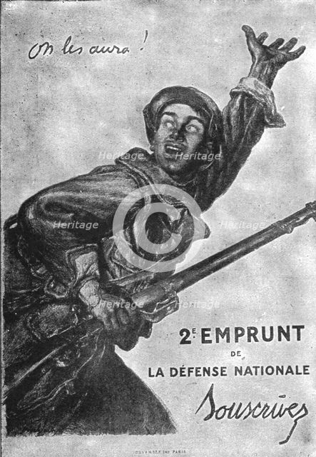 'Les affiches illustrees du deuxieme emprunt; L'affiche d'Abel Faivre', 1916. Creators: Unknown, Abel Faivre.