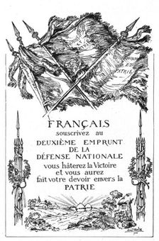 Les affiches illustrees du deuxieme emprunt; L'affiche de Bernard Naudin 1916. Creators: Unknown, Bernard Naudin