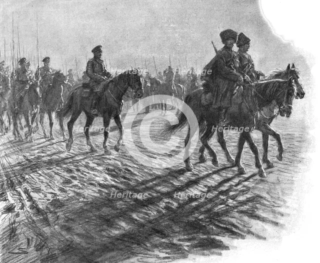 'Les Aigles du Tsar; Les Partisans defilent devant le general qui les salue', 1915. Creator: Unknown.