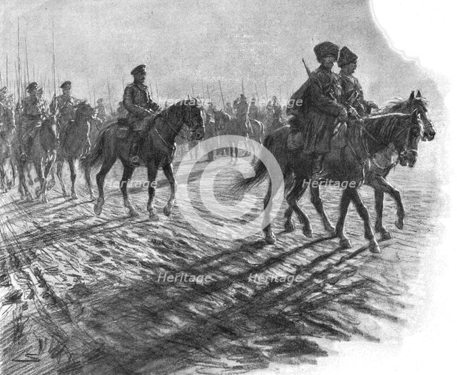 'Les Aigles du Tsar; Les Partisans defilent devant le general qui les salue', 1915. Creator: Unknown.