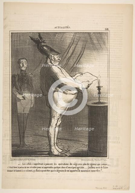 Les allies s'apprètent à pousser les opérations du siège avec plus de vigueur..., February 26, 1855. Creator: Honore Daumier.