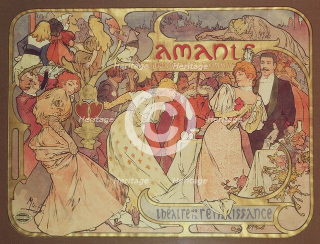 Les Amants, 1895. Creator: Mucha, Alfons Marie (1860-1939).
