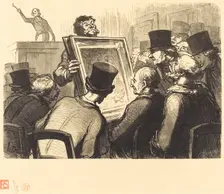 Les Amateurs de tableaux a l'hotel Bouillon, 1862. Creator: Charles Maurand
