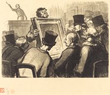 Les Amateurs de tableaux a l'hotel Bouillon, 1862. Creator: Charles Maurand