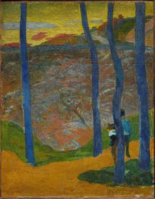 Les Arbres bleus. Vous y passerez, la belle. (Blue Trees. Your Turn Will Come, My Beauty!), 1888. Creator: Gauguin, Paul Eugéne Henri (1848-1903)
