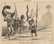 Les burgraves allant en guerre, 19th century. Creator: Honore Daumier