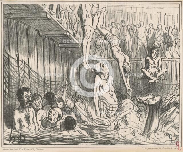Les bains a quatre sous, 19th century. Creator: Honore Daumier.