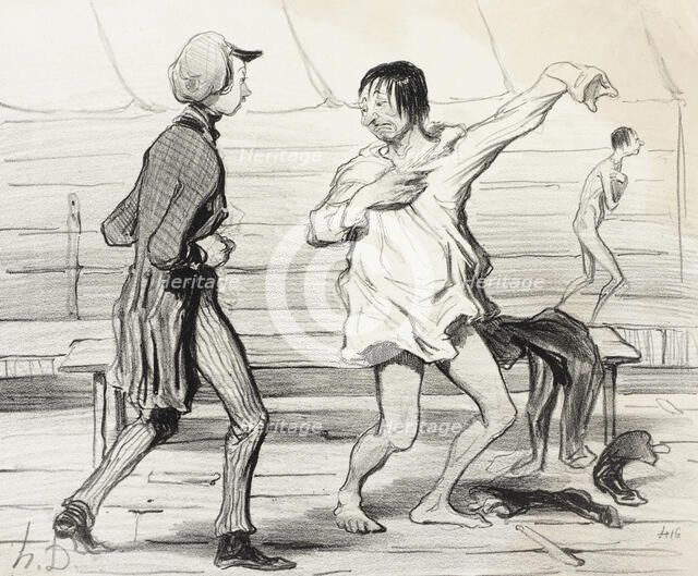 Les Bains à vingt centimes, nouveau style, 1842. Creator: Honore Daumier.