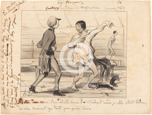Les bains à vingt centimes, nouveau style, 1842. Creator: Honore Daumier.