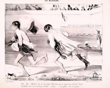 Les Baigneurs. File... File... Moellon! v. le Municipal..., 1839. Creator: Honore Daumier