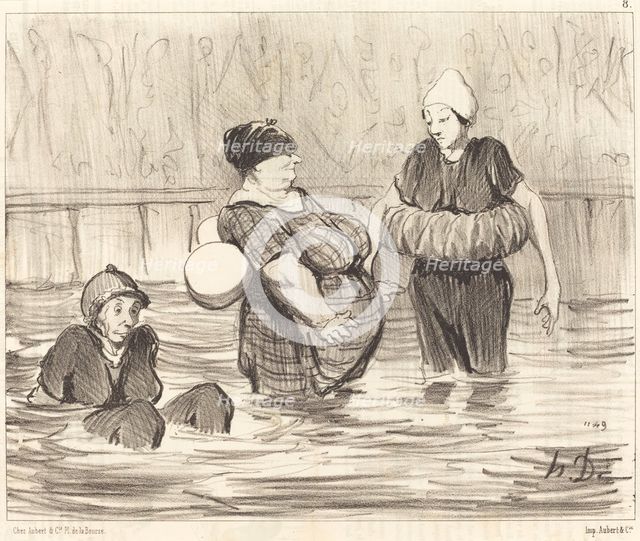 Les baigneuses prudentes, 1847. Creator: Honore Daumier.