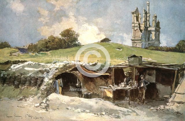 ''Les Batailles de l'Artois; Poste de secours a Mont-Saint-Eloy', 1915. Creator: Francois Flameng.