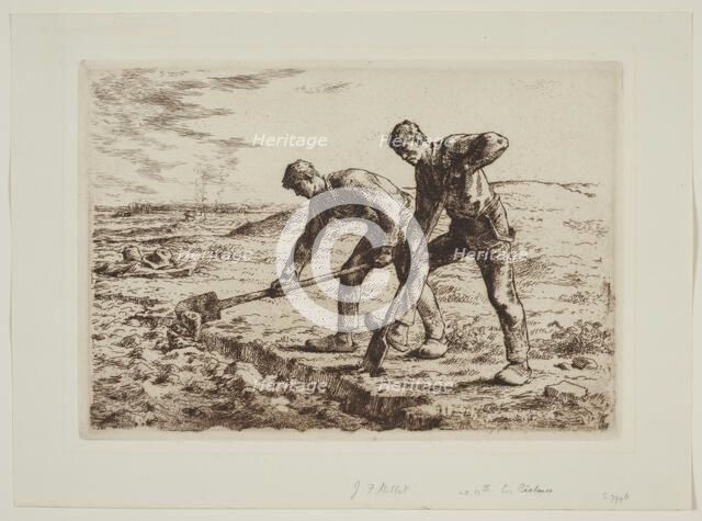 Les bêcheurs (The diggers), 1855-1856. Creator: Jean Francois Millet.