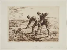 Les bêcheurs (The diggers), 1855-1856. Creator: Jean Francois Millet