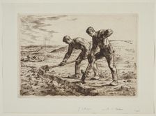 Les bêcheurs (The diggers), 1855-1856. Creator: Jean Francois Millet