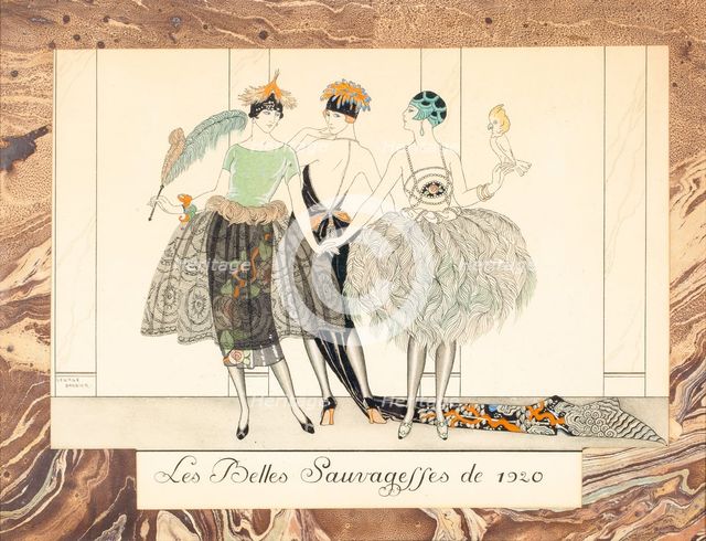 Les Belles Sauvageffes de 1920, from Le Bonheur du Jour ou, Les Graces à la Mode, 1924. Creator: Barbier, George (1882-1932).