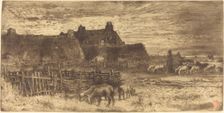 Les Bergeries, Soleil Couchant (Pastoral Scene, Setting Sun). Creator: Felix Hilaire Buhot