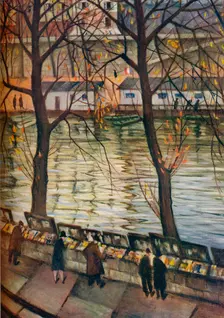 Les Bibliophiles. An autumn day in Paris c1930. Artist: CRW Nevinson