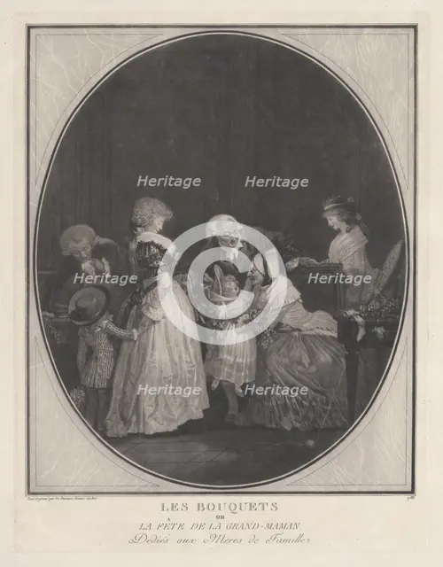 Les Bouquets ou la fête de la grand-maman, 1788. Creator: Philibert Louis Debucourt.