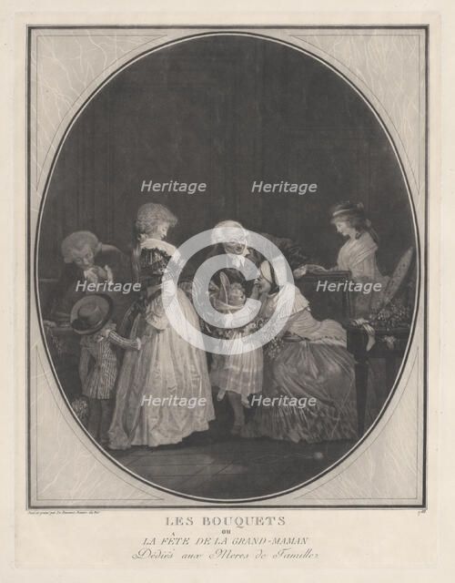 Les Bouquets ou la fête de la grand-maman, 1788. Creator: Philibert Louis Debucourt.