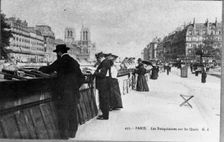 Les Bouquinistes sur les Quais, Paris (Booksellers of Paris), 1900. Creator: Unknown