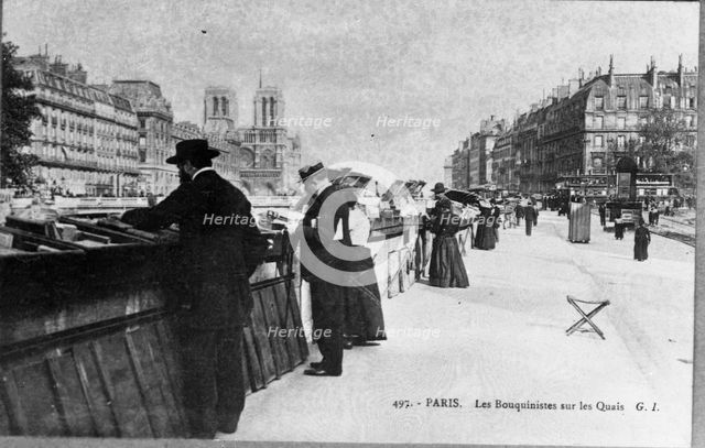 Les Bouquinistes sur les Quais, Paris  (Booksellers of Paris), 1900. Creator: Unknown.